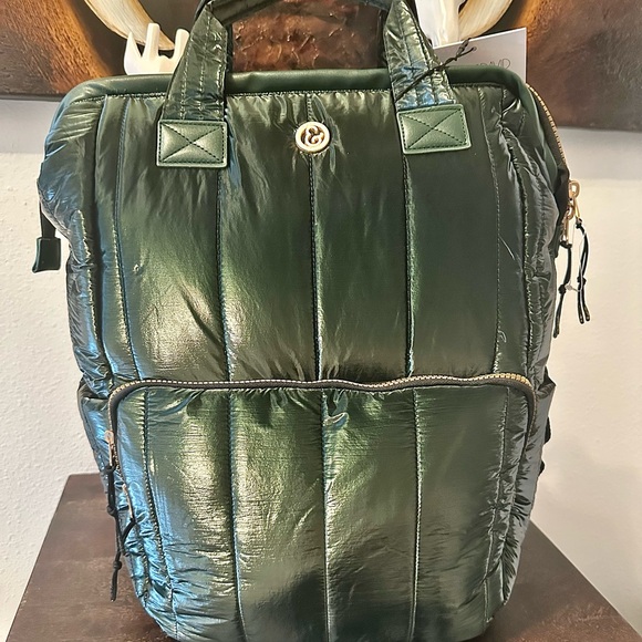 Joan & David Handbags - Jonah David metallic Emerald Quilted Backpack nwt  with a free people gift